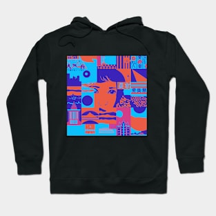 Collage of cultural references to Japan Hoodie